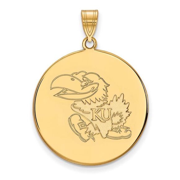 14k Yellow Gold U. of Kansas XL Disc Pendant